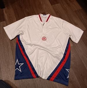 Vintage Converse Dr J All Star Mesh Warm Up Jersey Y2K Sewn Logo  White Red Blue